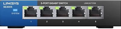 Linksys SE3005 5-Port Gigabit Ethernet Switch 1000Mbps Auto MDI MDI-X QoS Power