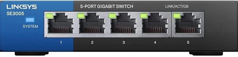 Linksys SE3005 5-Port Gigabit Ethernet Switch 1000Mbps Auto MDI MDI-X QoS Power