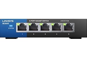 Linksys SE3005: 5-Port Gigabit Ethernet Unmanaged Switch, Computer Network, Auto-Sensing Ports Maximize Data Flow for up to 1