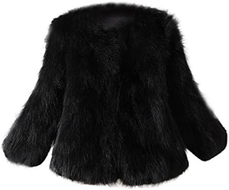 Kstare Women Warm Fashion Faux Fur Soft Fur Coat Jacket Fluffy Winter Waistcoat Outerwear (Black, M)