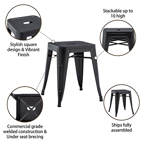 Modern Industrial Metal Stools Classroom Stools [Set of 4] Stackable for Indoor/Outdoor 18