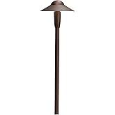 Kichler Outdoor LED Dome Path Light in Textured Architectural Bronze, 12V Landscape Lighting Fixture, 15870AZT30R