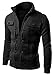 Azbro Men's Highneck Zip Up Casual Jacket & Outcoat, BLACK-L