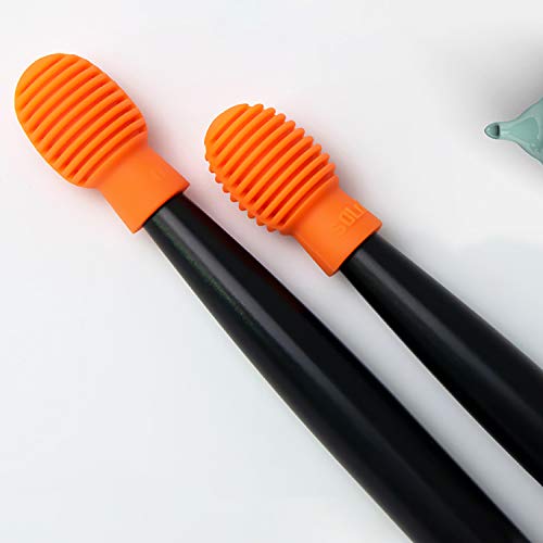 6 Pieces Drum Silent Tips Drum Dampener Silicone Drumstick Drum Practice Silent Accessories Mute Replacement for Musical Practice Instruments(Orange,Grey) - Thumbnail 5