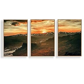 Canvas Wall Art for Living Room, Bedroom Mountain Framed Canvas Prints for Home Decoration Ready to Hang - 16"x24"x3 Panels