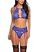 Avidlove Women Lace Lingerie Set with Garter Belts Teddy Babydoll Bodysuit Dark Blue M