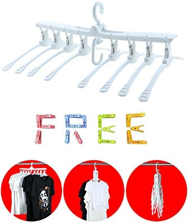 Upgraded (GEN3) 8 in 1 White Plastic Clothes Hangers, Drying &amp; Collection Mode Transformer for Wardrobe Organizer Saving Space, Best for T shirt, Sweater, Blouses, Jacket, Dress, Pants