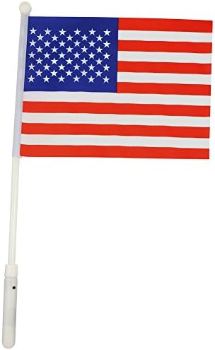 (Set/4) Flashing LED American Flag Waving Wands For Parades Parties And More