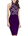 WOOSEA Women's Elegant Sleeveless Floral Lace Vintage Midi Cocktail Party Dress (Medium, Purple)