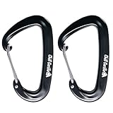 CHILL GORILLA 12 kN wiregate carabiner heavy duty 2646 pound rating. Lightweight aluminum alloy. Hammocks, hiking, key chains. Survival gear. ENO backpacking camping accessory. 2 biners. Black
