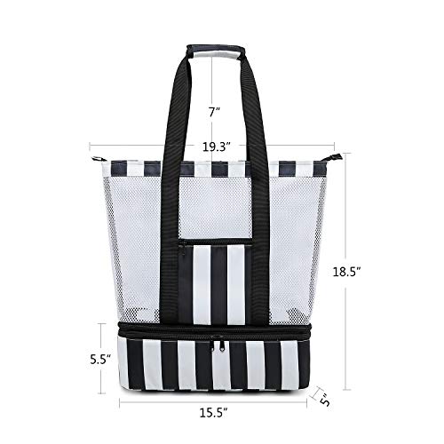 Beach Tote Bag with Detachable Cooler Compartment Insulated Picnic Cooler Bag Pool Bag for Women