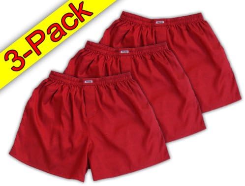(XL) 3-Pack Red Boxer Shorts Underwear Men Sleepwear Satin