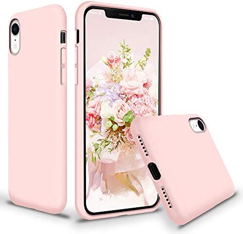 Cozosun iPhone XR Case, Soft Liquid Silicone Slim Rubber Full Body Protective iPhone XR Case Cover (with Soft Microfiber Lining) Design for iPhone Xr-Pink