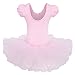 BAOHULU Kids Leotards for Dance Short Sleeve Rhinestone Ballet Tutu Dress for Little Girls 3-8 Years B093_Pink_XL