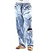 Collections Etc Mens Faux Denim Soft Cotton Lounge Pant - Drawstring Waistband for Great Fit, Blue, Large