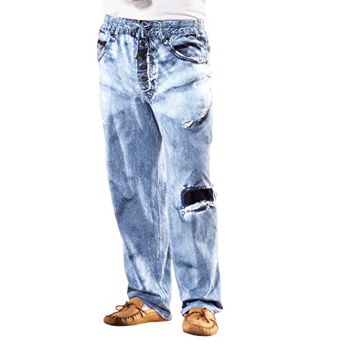 mens faux denim lounge pants