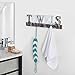 MyGift Wall Mounted Rustic Multicolored Solid Wood Towel Rack with 5 Dual Hooks and Decorative Towel Cutout Design, Wall Hanging Bathroom, Kitchen Laundry Room Hand Towel Hooks