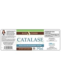 catalase 500 mg Suplemento – Potente antioxidante para Neutralizar Peróxido de hidrógeno – por Suzy Cohen, RPH