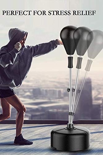 Anfan Reflex Bag Free Standing Boxing Speed Punching Bag, Adjustable Height for Adult&Kid, Boxing Punching Ball (Black) - Thumbnail 4