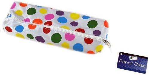 White Polka Dot Neon Spotty School Pencil Case - Flat Style by Gwent