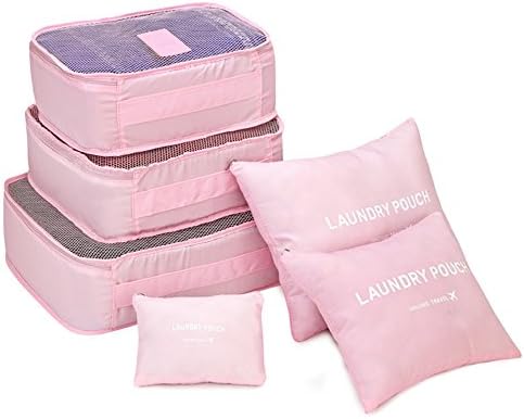 China Telecom Travel Organizer Laundry Pouch Luggage Bag Packing Cubes 6 Sets Pink