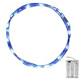 CrazyFire 30 LEDs 3M/9.8ft Blue Copper Wire String Operated with AA Batteries Bendable Fairy Copper Wire Light for Christmas Valentine's Day
