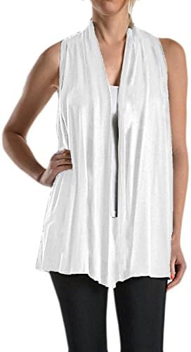Azules Women's Sleeveless Racerback Cardigan Vest (Medium, White)