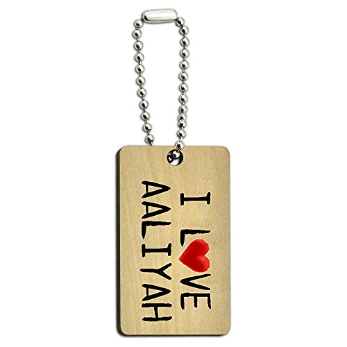 I Love Aaliyah Written on Paper Wood Wooden Rectangle Key Chain