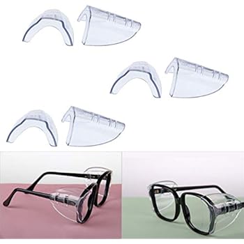 Hub's Gadget 3 Pairs Safety Eye Glasses Side Shields, Slip On Clear Side Shield for Safety Glasses- Fits Small to Medium Eyeglasses