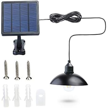 Kyson Outdoor Solar Powered Shed Light Pendant Lamp Vintage Hanging Edison Bulb Barn Light for Garden Porch Umbrella (Style 1)