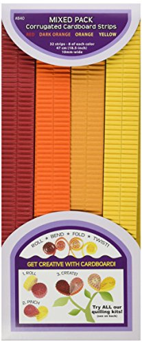 Quilled Creations Q840 Corrugated Quilling Paper, 18.5 by 10mm, Red/Orange/Yellow, 32-Pack