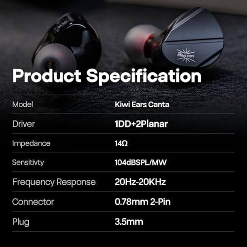 Linsoul Kiwi Ears Canta In-Ear Earphones, Hybrid 1DD+2Planar Earphones, Gaming Headphones, Wired HiFi Earphones, with Detachable IEM Cable for Audiophile Musician