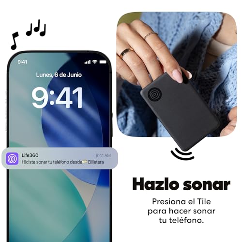 Tile Slim - Localizador Bluetooth para Carteras, Etiquetas de Equipaje, pasaportes y más. Compatible con iOS y Android. Paquete de 1 (Negro)
