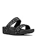 FitFlop Womens Glitterball Slide Sandals (Black,7B)