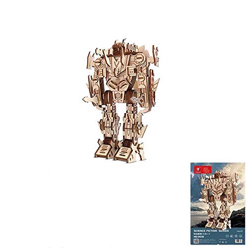 Yobeyi 3D Puzzle Robot Wooden Building Blocks Model Self-Assembly Craft Kit DIY Brain Teaser Toys Best Gifts for Women & Men (Robot-3) - Thumbnail 6