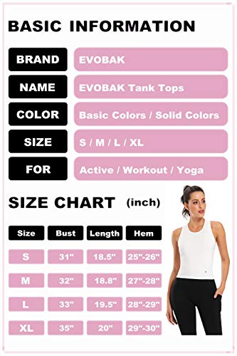 Evobak Workout Tops for Women - Yoga Shirts Racerback Crop Tops Athletic Exercise Gym Running Training Tanks Active Wear