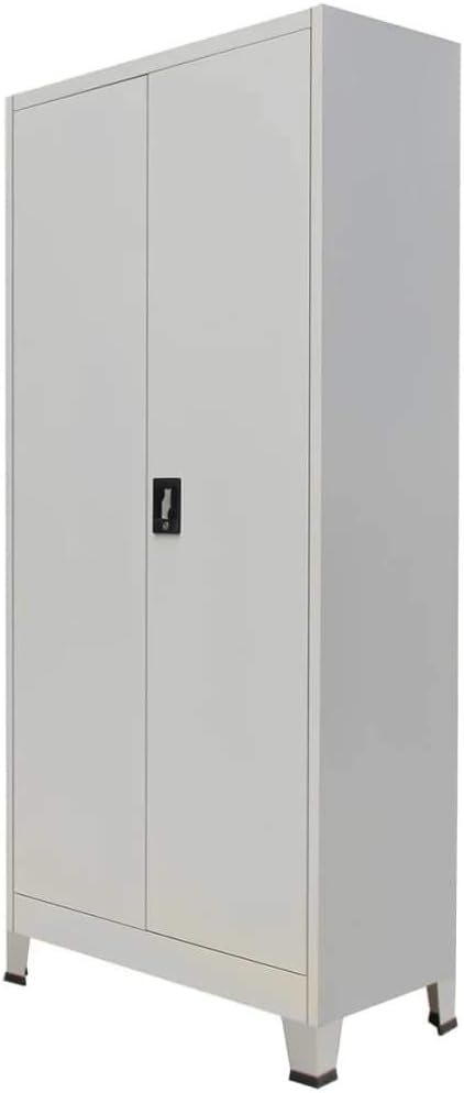 AYNEFY 2 Doors Office Cabinet Shelf Adjustable Steel File Storage Vertical Cabinet for Home Office Living Room Bed Room School (Grey)