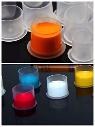 Tattoo Ink Caps,300pcs Plastic Disposable Microblading Tattoo Pigment Self Standing Cups,Tattoo Supplies Ink Holder Medium Size of 14x12mm