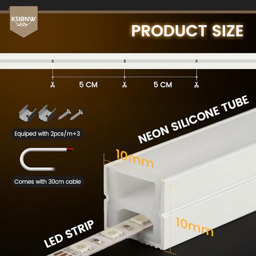 LED Strip 5 m, 24 V Silicone LED Lights Outdoor Room Waterproof IP65 Flexible Strips for Indoor Kitchen Under Furniture, Natural White 4000 K Rope Light for Bedroom Bar, without Transformer