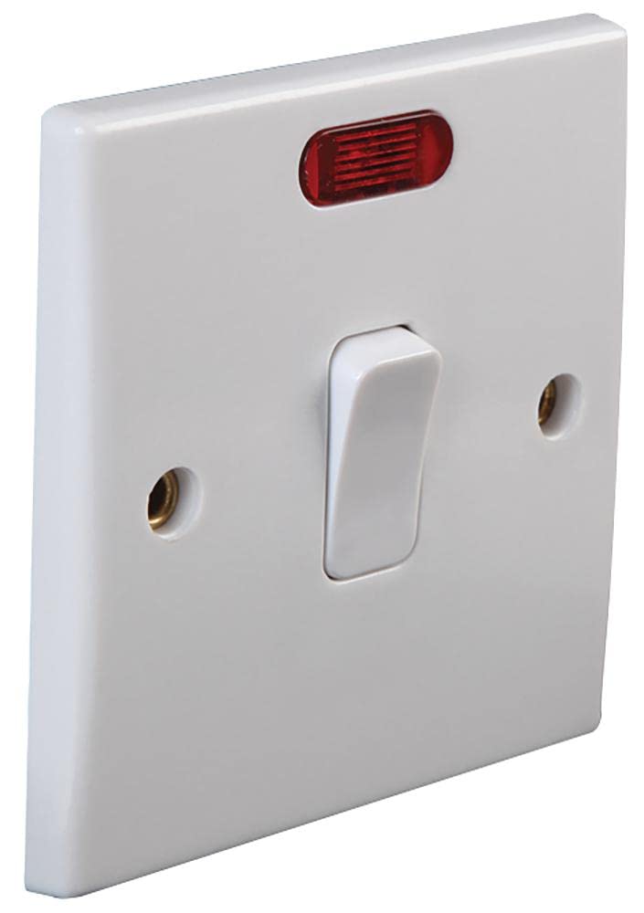 PRO ELEC PEL01398 1-Gang Rounded Edge DP Wall Switch with Neon Indicator, 20A, 250V