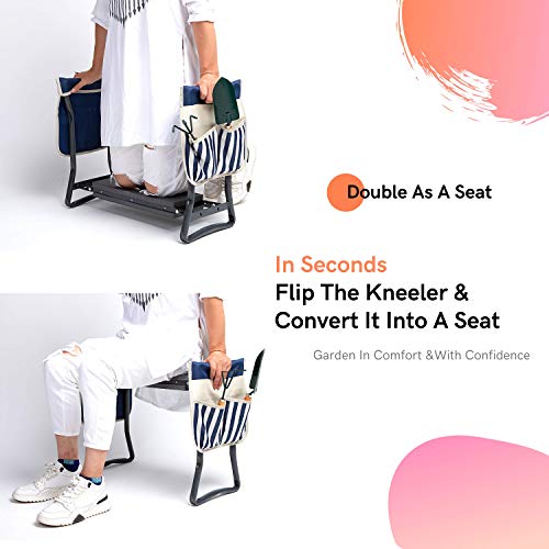 LYKO\'s Portable Garden Kneeler and Seat+2 Tool Bag-Gardening Bench W/ Free Garden Accessories Outdoor Tools Kit-Comfy Eva Foam Padded Garden Stool Kneeling Chair