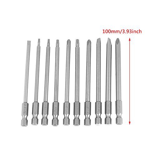 Marhynchus 10pcs Slotted+Cross+Security Star Type Hex Shank Screwdriver Bits Set with Magnetic 1/4\