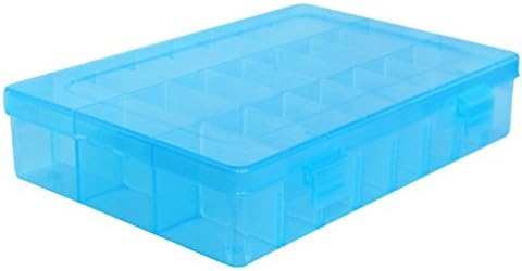 MFINHOME 24 Compartments Grids Adjustable Plastic Electronics Parts Gadgets Tool Storage Box Case Craft Beads Jewelry Box Sewing Box Organizer Container Divider Blue