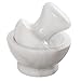 HIC Kitchen Mushroom Mortar and Pestle Spice Herb Grinder Pill Crusher Set, Solid Carrara Marble