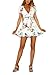 FFLMYUHULIU Women's Sexy V-Neck Floral Print Ruffle Short Sleeve Asymmetric Party Short Mini Dress (C037baise, S)