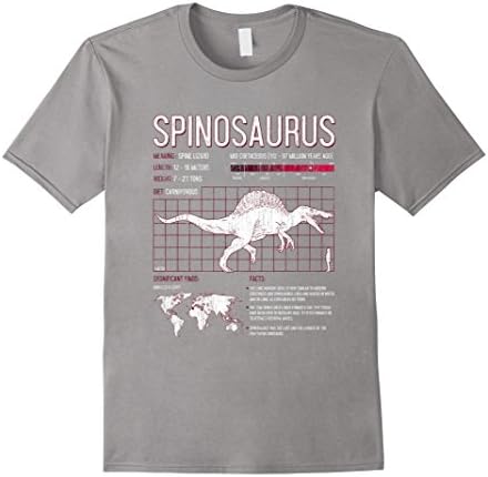 Mens Spinosaurus Dinosaur Facts T Shirt Mens Womens Kids Science XL Slate