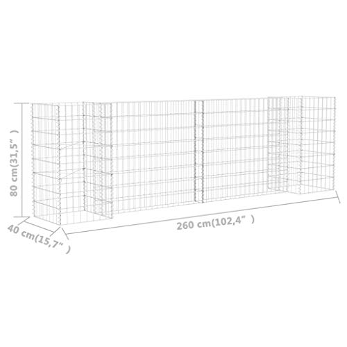 H-förmiger Gabionen-Pflanzkorb Stahldraht 260x40x80 cm – Bild 7