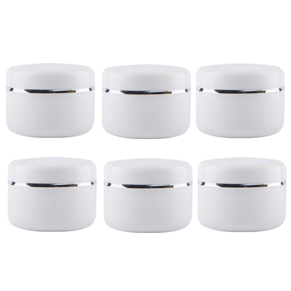 6Pcs 100g Empty White Plastic Cosmetic Jar Pot with Inner Liners and Screw Lid Refillable Make-up Cosmetic Storage Container for Face Cream Lip Balm Lotion
