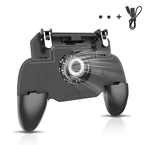 GAMESUN PUBG Mobile Game Controller Upgraded 2000mAh,Gaming Grip Joystick Trigger Adjustable Gamepad Phone Cooling Pad Power Bank for 4.7-6.5″ iOS/Android Knives Out/Rules of Survival Shoot/Fortnite