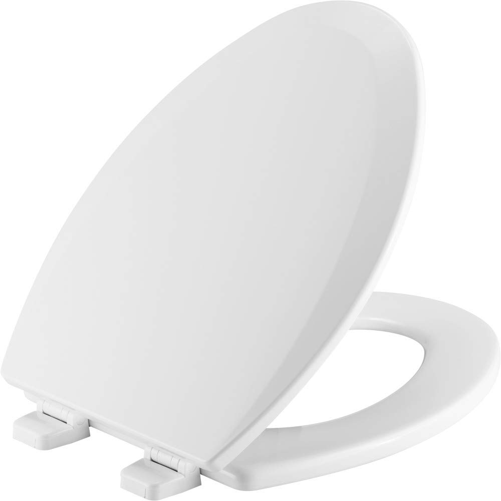 Bemis 1500TTT Durable Wood Toilet Seat, Secure Hinges Stay Tight, Made in USA, Elongated, White